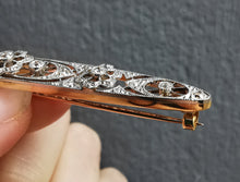 Load image into Gallery viewer, Edwardian Platinum & 18ct Gold Diamond Bar Brooch