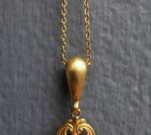 Load image into Gallery viewer, Art Nouveau Gold, Ruby & Pearl Pendant with Chain