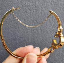 Load image into Gallery viewer, Victorian 15ct Gold Seed Pearl Horseshoe Bangle