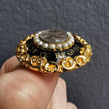 Load image into Gallery viewer, Victorian 18ct Gold Enamel & Pearl Mourning Brooch