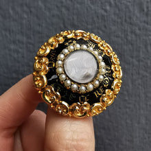Load image into Gallery viewer, Victorian 18ct Gold Enamel & Pearl Mourning Brooch