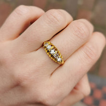 Load image into Gallery viewer, Antique 18ct Gold Diamond Carved Half Hoop Ring