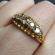 Load image into Gallery viewer, Antique 18ct Gold Diamond Carved Half Hoop Ring