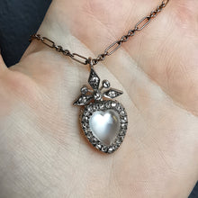 Load image into Gallery viewer, Antique 9ct Gold Moonstone & Diamond Heart Pendant