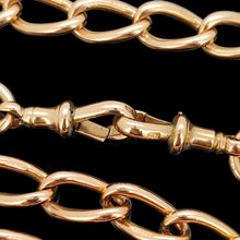 Load image into Gallery viewer, A large link Albert chain necklace in rose gold with a T-bar and two lobster clasps
