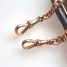 Load image into Gallery viewer, Art Deco 9ct Rose Gold Albert Chain with Swivel Fob lobster claw clasps
