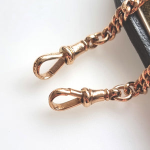 Art Deco 9ct Rose Gold Albert Chain with Swivel Fob lobster claw clasps