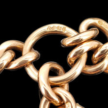 Load image into Gallery viewer, A close-up of a rose gold ring with links, hallmarked Birmingham 1915
