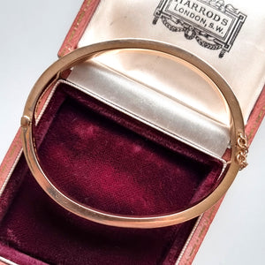Edwardian 9ct Rose Gold Engraved Bangle, Hallmarked Chester 1906 side