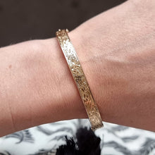 Load image into Gallery viewer, Edwardian 9ct Rose Gold Engraved Bangle, Hallmarked Chester 1906 modelled
