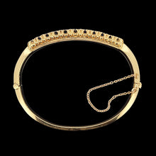 Load image into Gallery viewer, Antique 18ct Yellow Gold Sapphire and Diamond Hinged Bangle
