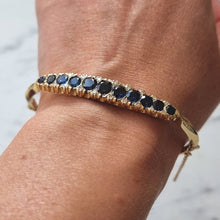 Load image into Gallery viewer, Antique 18ct Yellow Gold Sapphire and Diamond Hinged Bangle
