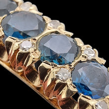 Load image into Gallery viewer, Antique 18ct Yellow Gold Sapphire and Diamond Hinged Bangle
