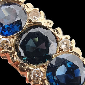 Antique 18ct Yellow Gold Sapphire and Diamond Hinged Bangle