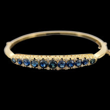 Load image into Gallery viewer, Antique 18ct Yellow Gold Sapphire and Diamond Hinged Bangle
