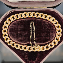 Load image into Gallery viewer, A rose gold curb link bracelet, with a safety chain, in an antique box
