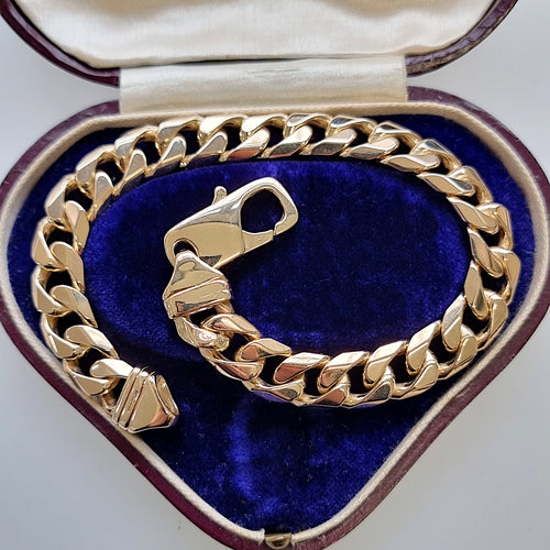 Vintage 9ct Gold Curb Link Bracelet, 48.5 grams in box