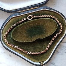 Load image into Gallery viewer, A yellow gold box link bracelet, in an antique bracelet box
