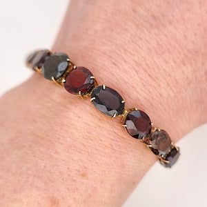 Vintage 9ct Gold Tourmaline, Garnet, Spinel, Iolite and Zircon Bracelet modelled