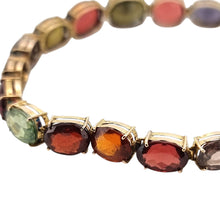 Load image into Gallery viewer, Vintage 9ct Gold Tourmaline, Garnet, Spinel, Iolite and Zircon Bracelet detail
