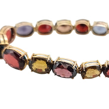 Load image into Gallery viewer, Vintage 9ct Gold Tourmaline, Garnet, Spinel, Iolite and Zircon Bracelet detail
