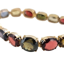 Load image into Gallery viewer, Vintage 9ct Gold Tourmaline, Garnet, Spinel, Iolite and Zircon Bracelet detail
