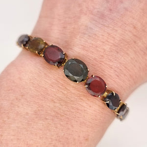 Vintage 9ct Gold Tourmaline, Garnet, Spinel, Iolite and Zircon Bracelet modelled