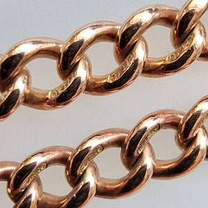Antique 9ct Rose Gold Curb Bracelet stamped links