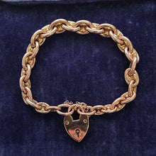 Load image into Gallery viewer, Edwardian 9ct Rose Gold Bracelet with Heart Padlock in box
