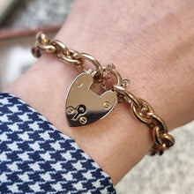 Load image into Gallery viewer, Edwardian 9ct Rose Gold Bracelet with Heart Padlock modelled
