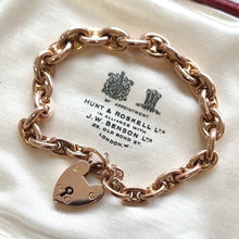 Load image into Gallery viewer, Edwardian 9ct Rose Gold Bracelet with Heart Padlock in box
