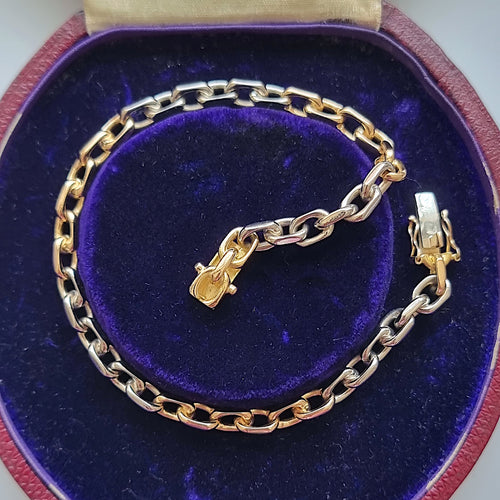 Vintage Swedish 18ct Gold and Platinum Bracelet by Jan Hellströmer in box