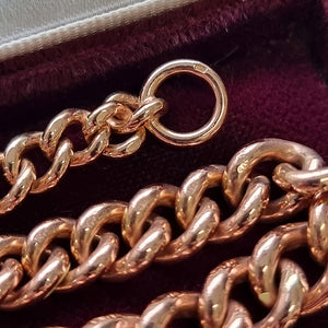 Vintage 9ct Rose Gold Graduated Curb Link Bracelet, 23.6 grams end ring