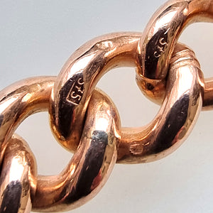 Vintage 9ct Rose Gold Graduated Curb Link Bracelet, 23.6 grams 375 stamps on links