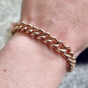 Vintage 9ct Rose Gold Graduated Curb Link Bracelet, 23.6 grams modelled