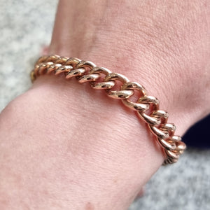Vintage 9ct Rose Gold Graduated Curb Link Bracelet, 23.6 grams modelled
