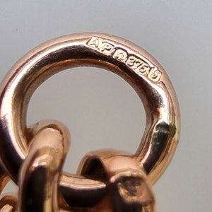 Vintage 9ct Rose Gold Graduated Curb Link Bracelet, 23.6 grams import hallmark