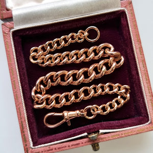 Vintage 9ct Rose Gold Graduated Curb Link Bracelet, 23.6 grams in box