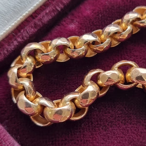 Antique 9ct Rose Gold Faceted Link Bracelet rolo links