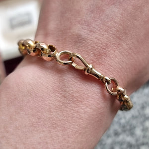 Antique 9ct Rose Gold Faceted Link Bracelet modelled