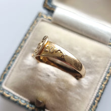 Load image into Gallery viewer, Victorian 18ct Gold &quot;Good Luck&quot; Diamond Horseshoe Ring in box

