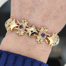 Load image into Gallery viewer, Vintage 9ct Yellow Gold Amethyst Fancy Bracelet, 29.8 grams
