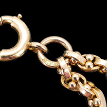 Load image into Gallery viewer, A double row oval and bead link bracelet in yellow gold, with a hallmarked end ring
