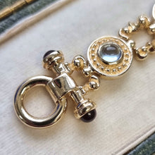Load image into Gallery viewer, Vintage 14K Gold Cabochon Cut Multi-Gem Bracelet clasp end, aquamarine
