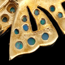 Load image into Gallery viewer, A close-up of a 9 carat gold London 1988 hallmark on a gold brooch
