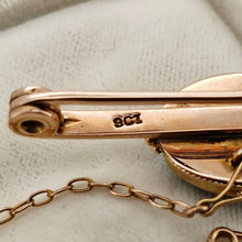 Load image into Gallery viewer, Close-up of a 9CT stamp on a yellow gold bar brooch
