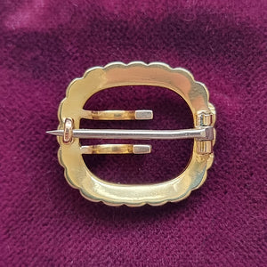 Antique 18ct Gold Pearl Buckle Brooch back