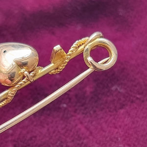 Antique 15ct Gold Anchor and Heart Bar Brooch catch