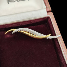 Load image into Gallery viewer, 18ct Yellow and White Gold Brilliant Cut Diamond Bar Brooch
