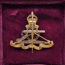 Load image into Gallery viewer, Antique 18ct Gold &amp; Platinum Diamond Royal Artillery Brooch back
